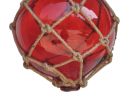 Red Japanese Glass Ball Fishing Float With Brown Netting Decoration 12""