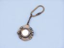 Antique Brass Porthole Mirror Key Chain 5""