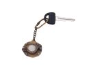 Antique Brass Porthole Mirror Key Chain 5""