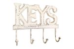 Whitewashed Cast Iron Keys Hooks 8""