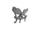 Cast Iron Flying Eagle Landing on a Tree Branch Decorative Metal Wall Hooks 7.5""