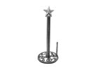 Rustic Silver Cast Iron Texas Star Bathroom Extra Toilet Paper Stand 16""