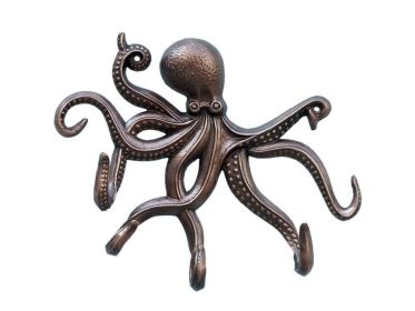 Antique Copper Octopus with Tentacle Hooks 11""