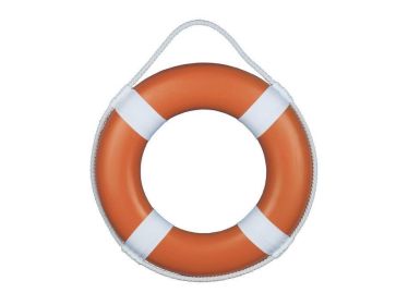 Orange Painted Decorative Lifering with White Bands 15""