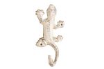 Whitewashed Cast Iron Lizard Hook 6""