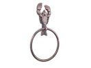 Rustic Copper Cast Iron Lobster Towel Holder 9""