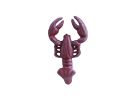 Vintage Red Whitewashed Cast Iron Wall Mounted Lobster Hook 5""