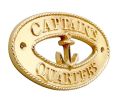 Brass Captains Quarters Oval Sign with Anchor 8""