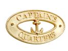 Brass Captains Quarters Oval Sign with Anchor 8""