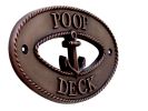 Antique Copper Poop Deck Oval Sign with Anchor 8""