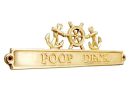 Brass Poop Deck Sign with Ship Wheel and Anchors 12""
