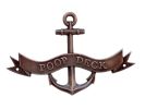 Antique Copper Poop Deck Anchor With Ribbon Sign 8""