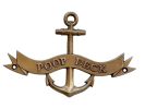 Antique Brass Poop Deck Anchor With Ribbon Sign 8""