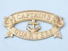 Solid Brass Captain's Quarters Sign 9"