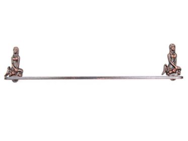 Rustic Copper Cast Iron Mermaid Bath Towel Holder 26""