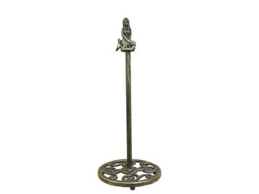 Rustic Gold Cast Iron Mermaid Extra Toilet Paper Stand 16""