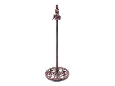 Rustic Copper Cast Iron Mermaid Extra Toilet Paper Stand 16"