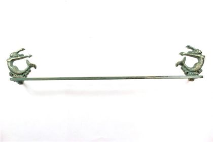 Antique Seaworn Bronze Cast Iron Decorative Arching Mermaid Bath Towel Holder 28""