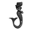 Antique Silver Cast Iron Decorative Mermaid Hook 6""