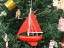 Wooden Red Sea Model Sailboat Christmas Tree Ornament