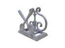 Whitewashed Cast Iron Fork and Spoon Kitchen Napkin Holder 5""