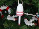 Vintage Dark Red Decorative  Lobster Trap Buoy Christmas Tree Ornament