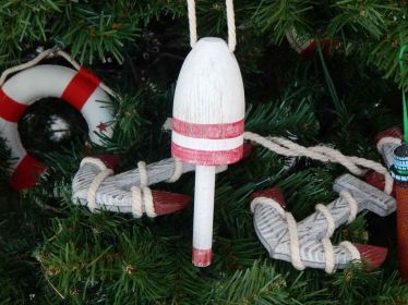 Vintage Dark Red Decorative  Lobster Trap Buoy Christmas Tree Ornament