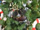 Wooden Caribbean Pirate Ship Model Christmas Tree Ornament