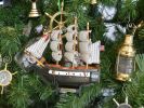 Wooden USS Constitution Model Ship Christmas Tree Ornament