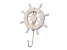 White Decorative Ship Wheel with Hook 8"