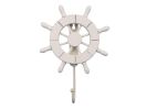 White Decorative Ship Wheel with Hook 8"
