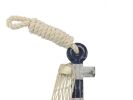 Wooden Rustic Decorative Blue and White Anchor with Hook 7"