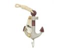 Wooden Rustic Decorative Red and White Anchor with Hook 7"