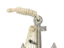 Wooden Whitewashed Decorative Anchor with Hook 7""