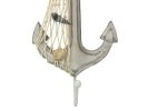 Wooden Whitewashed Decorative Anchor with Hook 7""