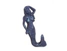 Rustic Dark Blue Cast Iron Mermaid Hook 6"