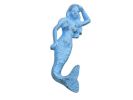 Rustic Light Blue Cast Iron Mermaid Hook 6""