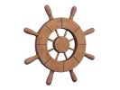 Rustic Wood Finish Decorative Ship Wheel 9""