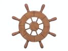 Rustic Wood Finish Decorative Ship Wheel 9""