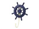 Dark Blue Decorative Ship Wheel with Hook 8"