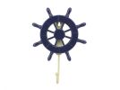 Dark Blue Decorative Ship Wheel with Hook 8"