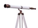 Floor Standing Antique Copper With White Leather Galileo Telescope 65""