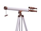 Floor Standing Antique Copper With White Leather Griffith Astro Telescope 65""
