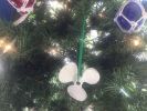 Whitewashed Cast Iron Propeller Christmas Ornament 4""