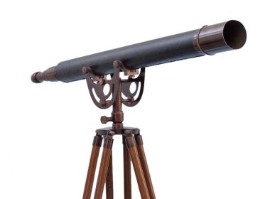 Floor Standing Bronzed With Leather Anchormaster Telescope 65""