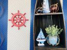 Red Decorative Ship Wheel With Anchor 12""