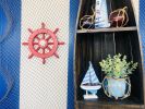 Red Decorative Ship Wheel With Seashell 12""
