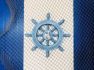 Rustic All Light Blue Decorative Ship Wheel With Seagull 12""