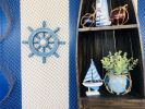 Rustic All Light Blue Decorative Ship Wheel With Seashell 12""