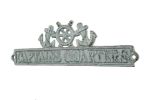 Antique Bronze Cast Iron Captains Quarters Sign with Ship Wheel and Anchors 9"